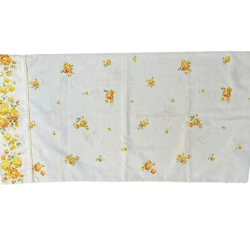 Vintage jc penny fashion manor yellow rose king size pillowcase